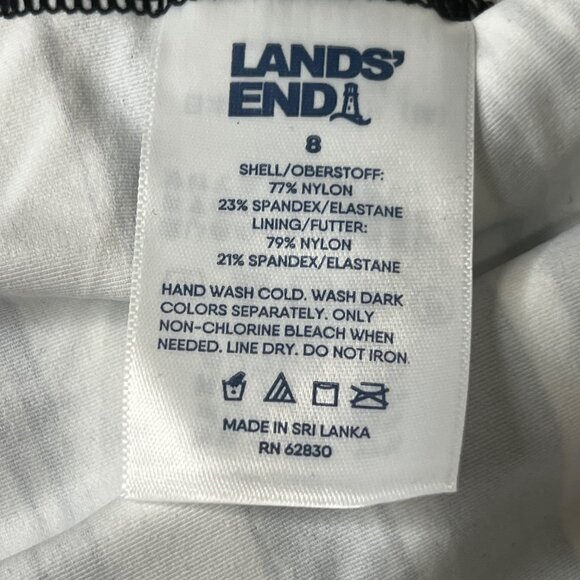 Lands End Womens Black & White Striped High-Neck Tankini Swim Top Size 8 Nylon/S - Picture 8 of 12